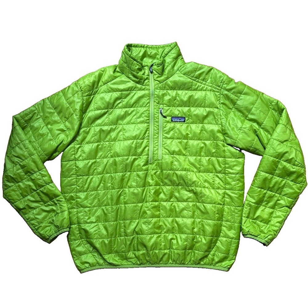 Patagonia Men's Primaloft Half Zip Quilted Pullover Nano Puff  Jacket XL Green